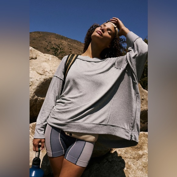 Free People (FP) Movement Sun Seeker Sweatshirt in Heather Gray - Women's M - Picture 3 of 10